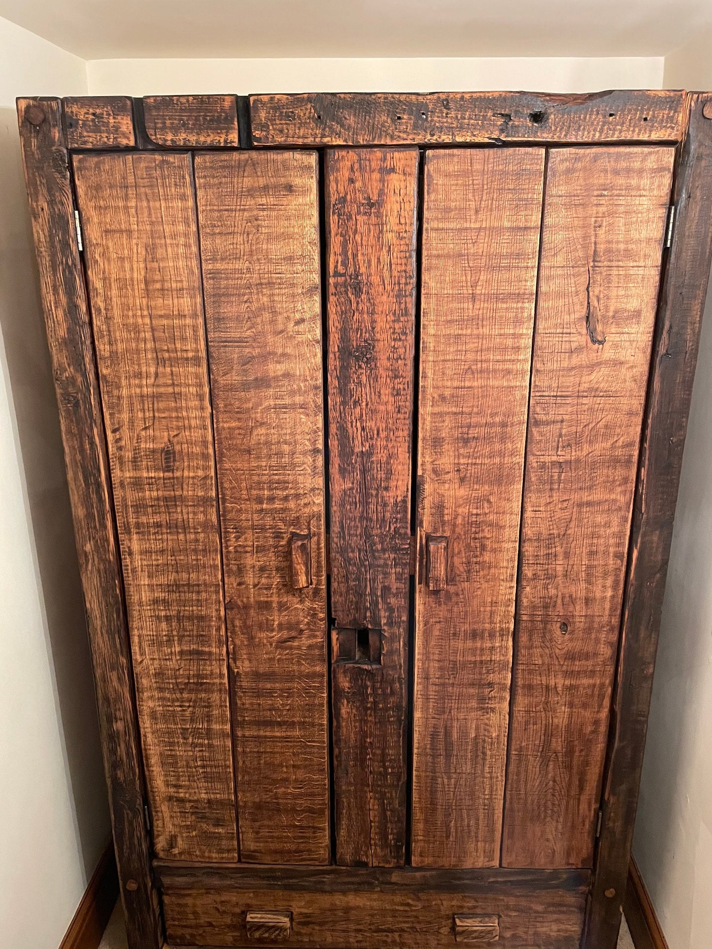 Chunky wardrobe made from reclaimed French oak