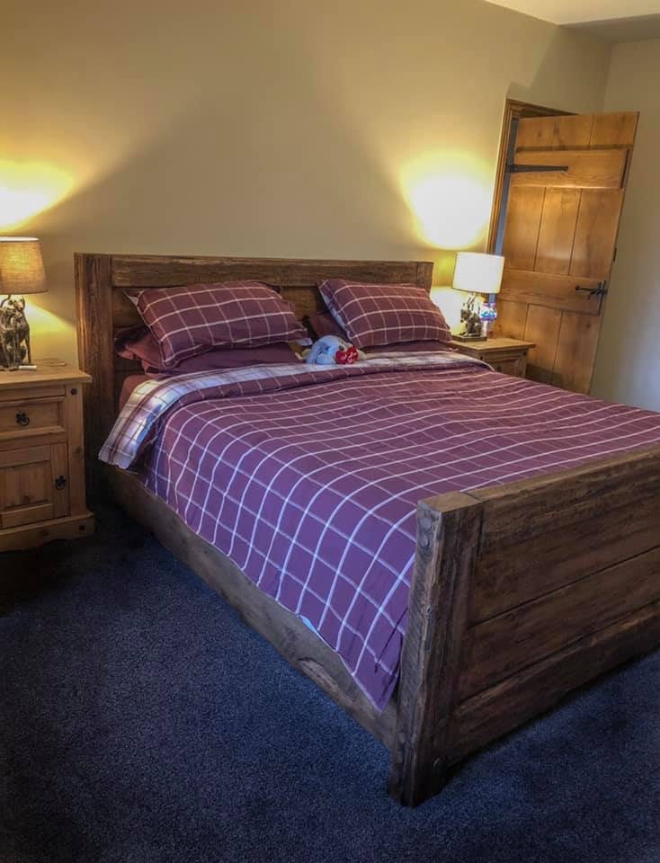 Handmade rustic  French oak double bed