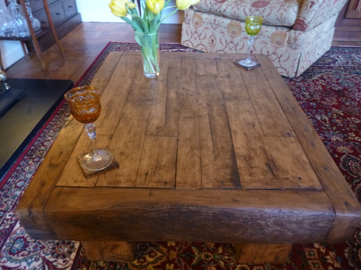 Chunky French oak coffee table