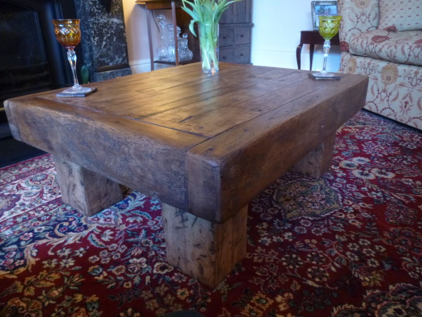 Chunky French oak coffee table