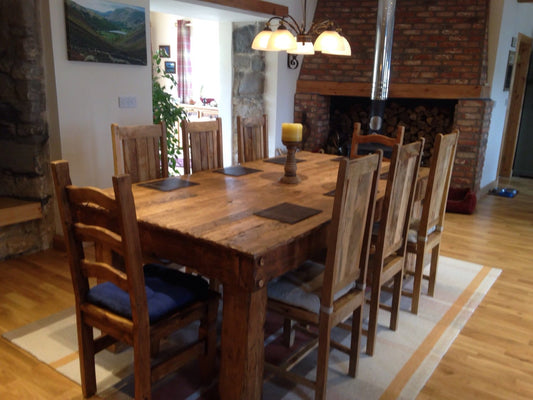 Chunky rustic dining table made from old french oak.