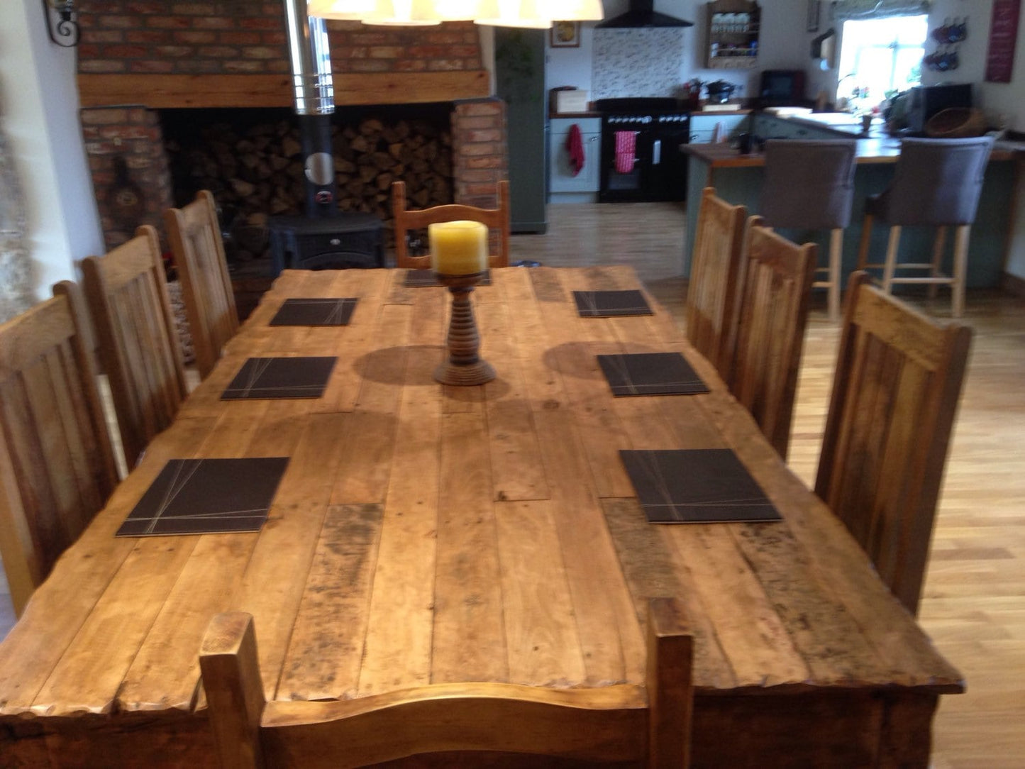 Chunky rustic dining table made from old french oak.