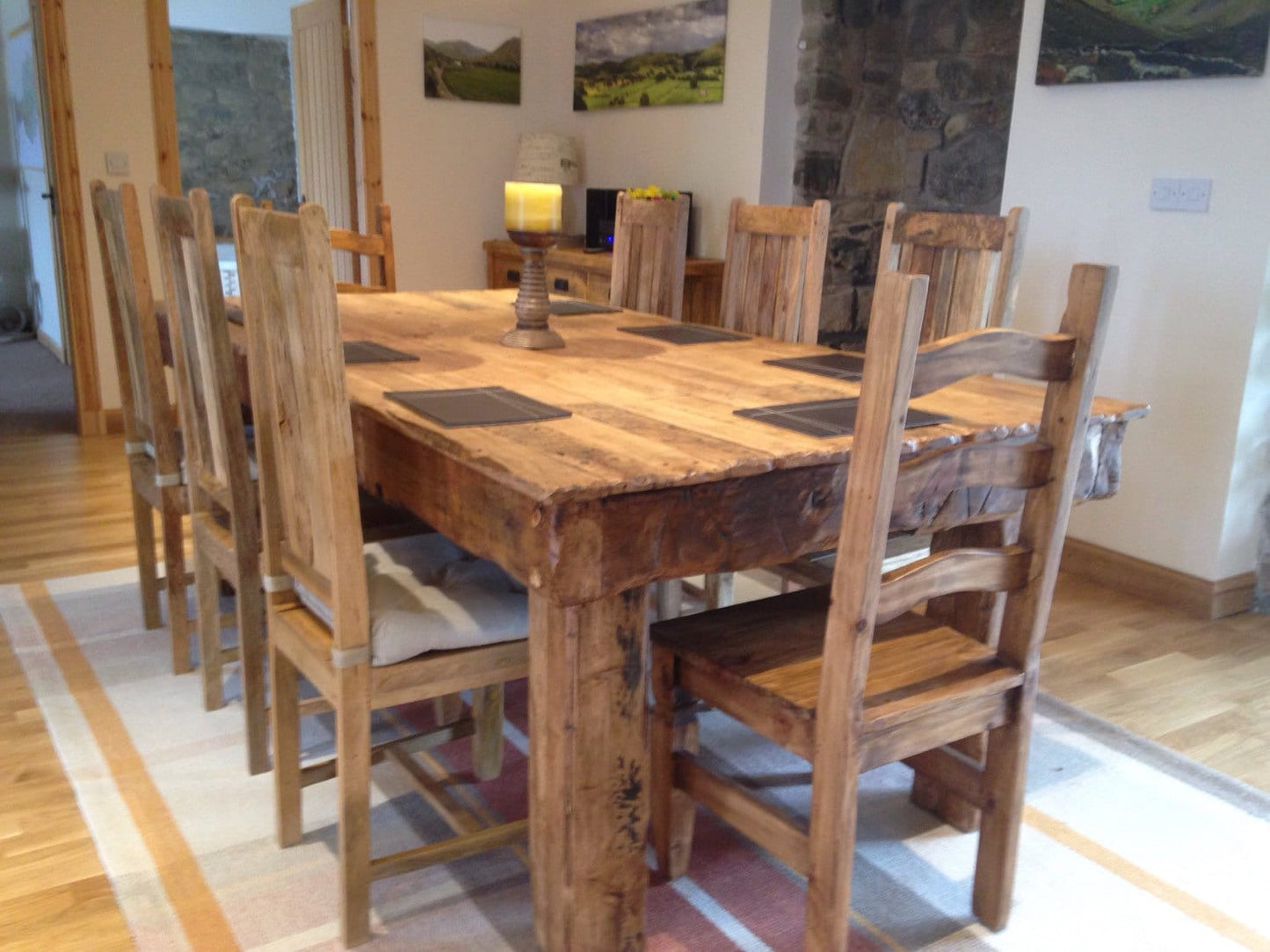 Chunky rustic dining table made from old french oak.