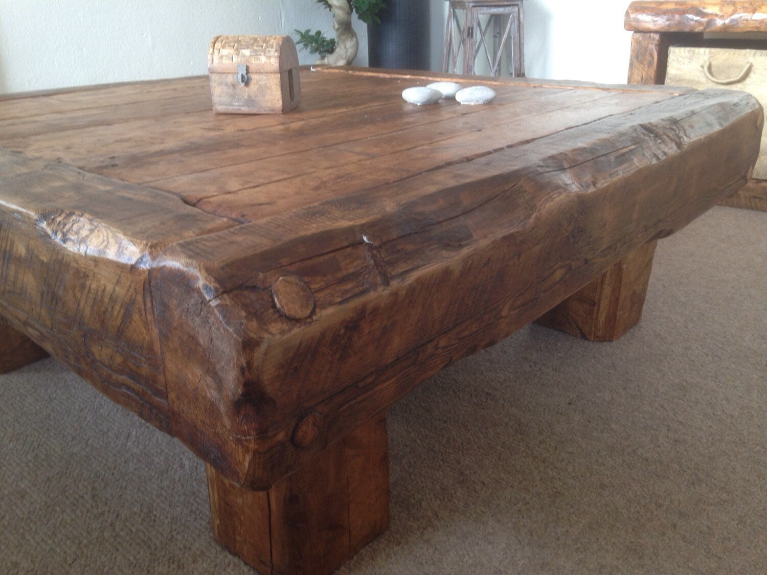 Handmade Rustic Reclaimed French Oak Coffee Table
