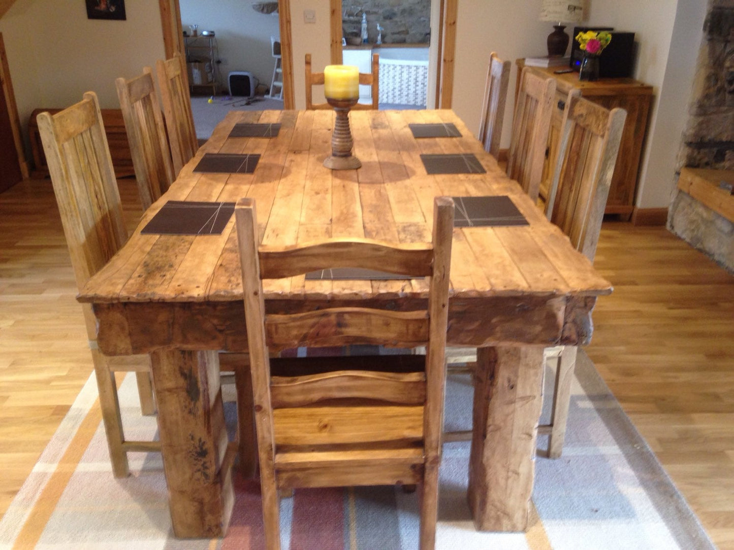 Chunky rustic dining table made from old french oak.