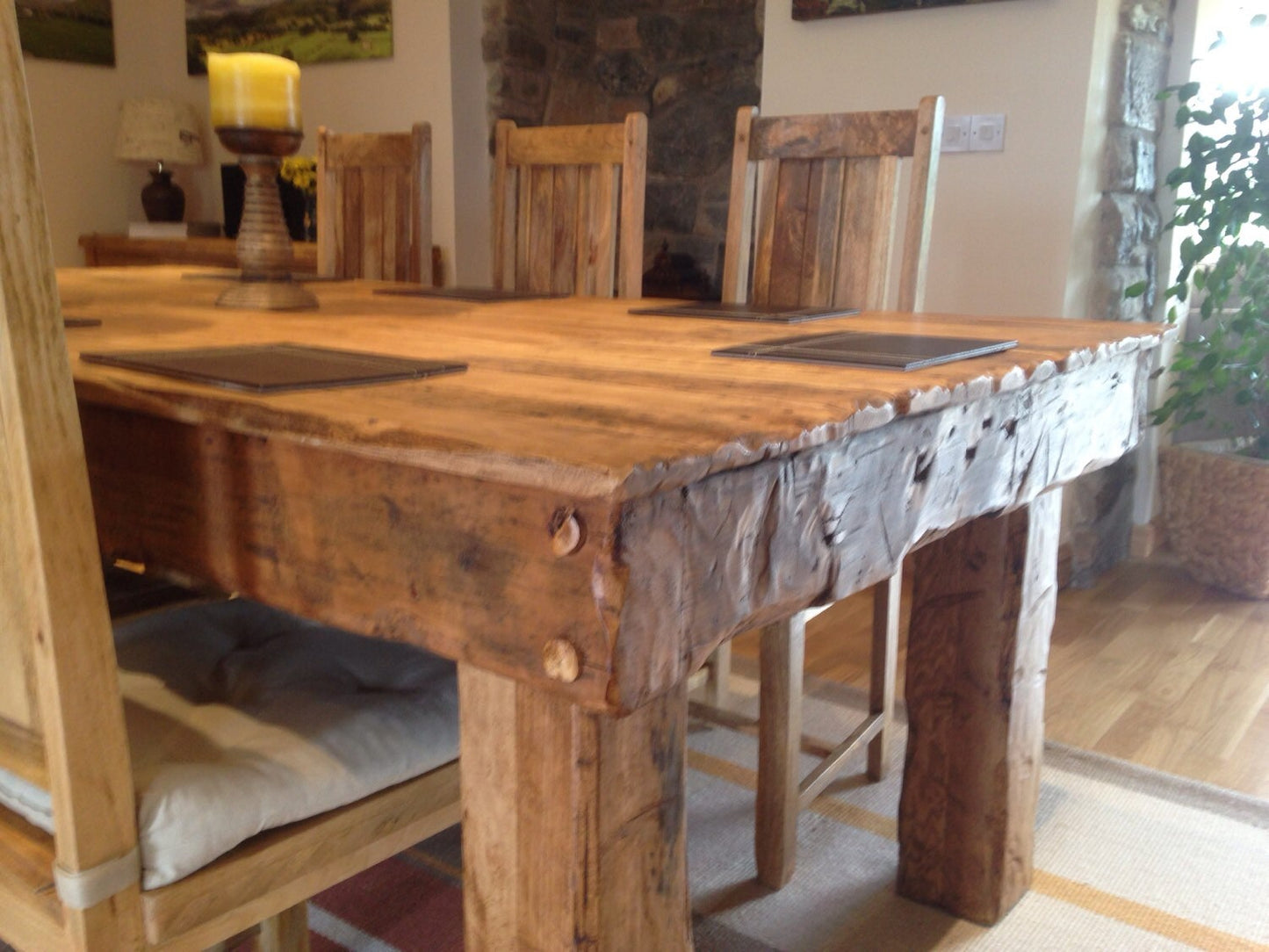 Chunky rustic dining table made from old french oak.