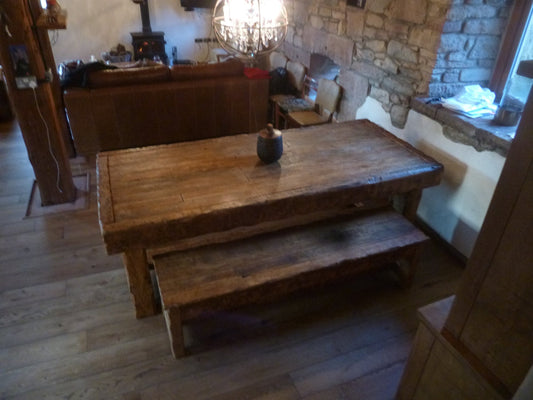 Chunky Dining table made from old french oak.