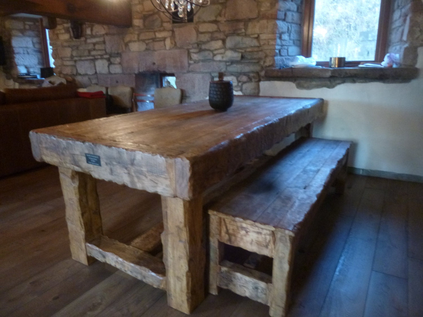 Chunky Dining table made from old french oak.